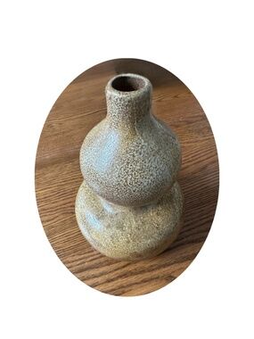 Vintage Campos Filhos Aveiro Portugal Wulu Double Gourd Salt Glaze Vase 8”